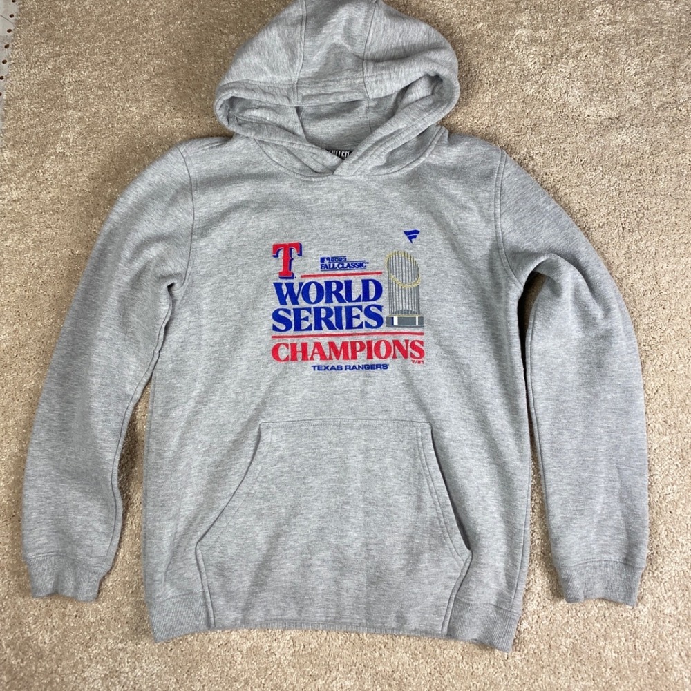 Outerstuff Texas Rangers 2023 World Series Champions Hoodie Kids Gray L 14/16